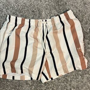 PacSun Women's Athletic Striped Shorts - Tan and White